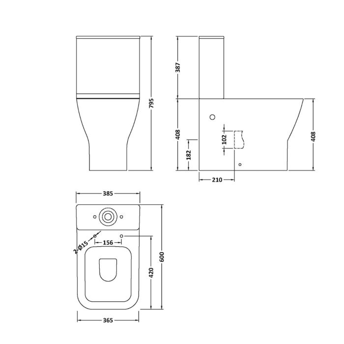 Dezine Cubo Fully Flush To Stort Close Coupled Toilet with Soft Close Seat