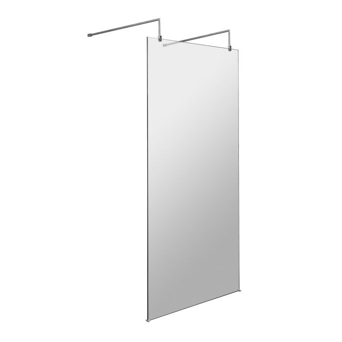 Dezine 900mm 8mm Wetroom Screen, 2 Support Arms, 1950mm