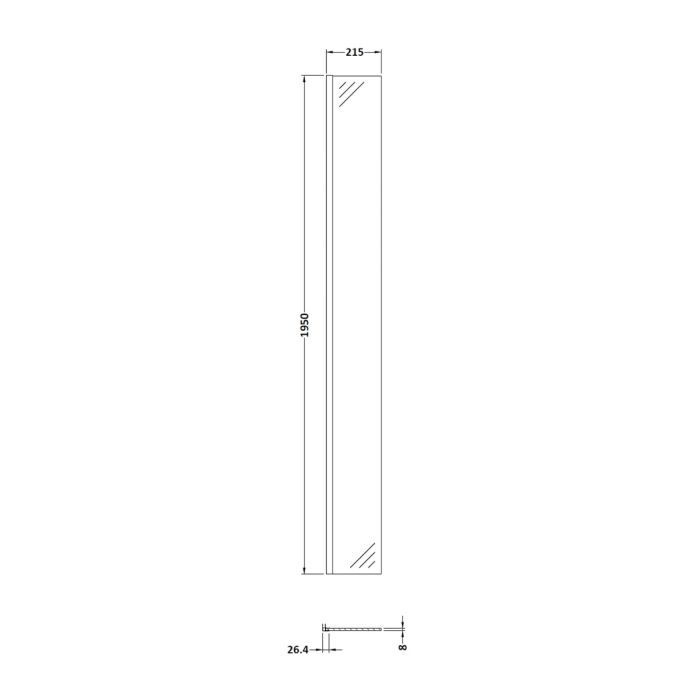 Dezine 215mm Return Screen, 1950mm High