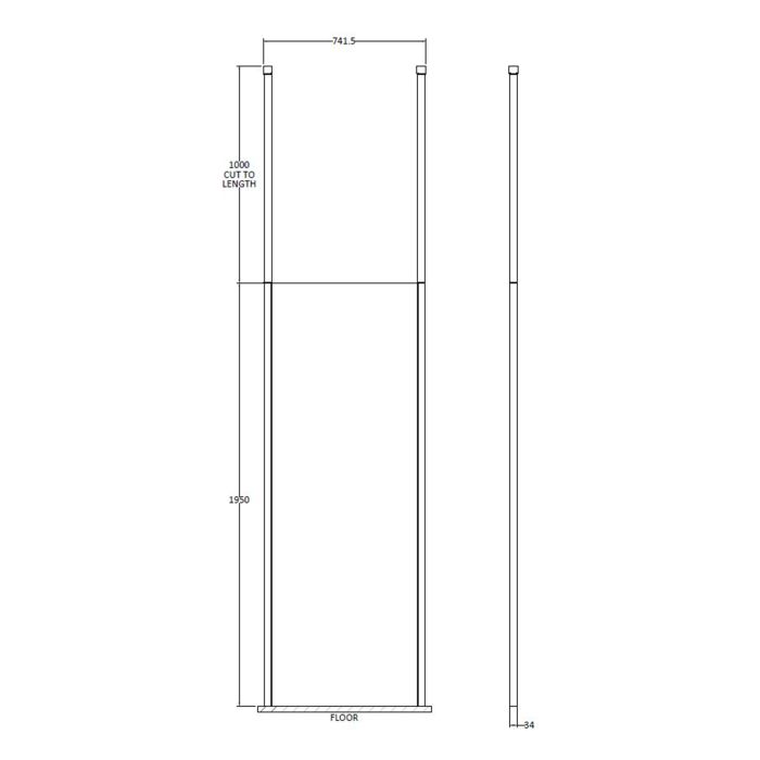 Dezine 700mm 8mm Matt Black Framed W/r Screen2 Ceiling Pos