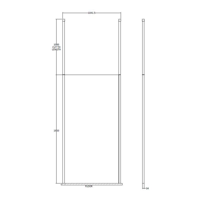 Dezine 1000mm 8mm Matt Black Framed W/r Screen2 Ceiling Po