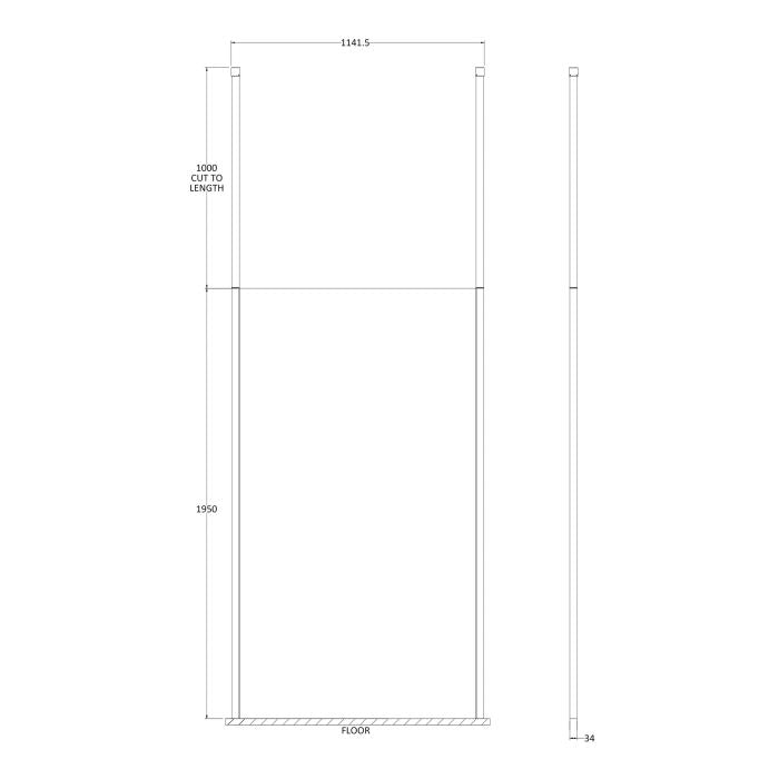 Dezine 1100mm 8mm Matt Black Framed W/r Screen2 Ceiling Po