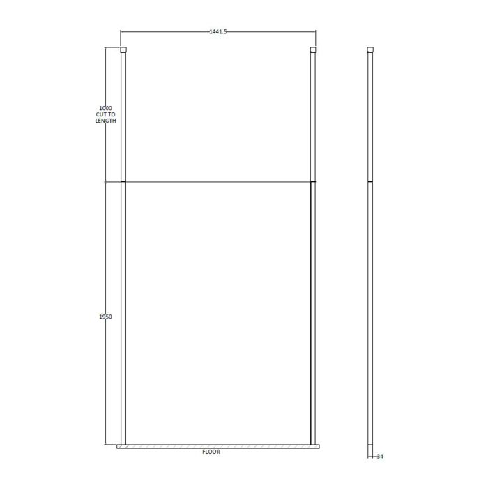 Dezine 1400mm 8mm Matt Black Framed W/r Screen2 Ceiling Po