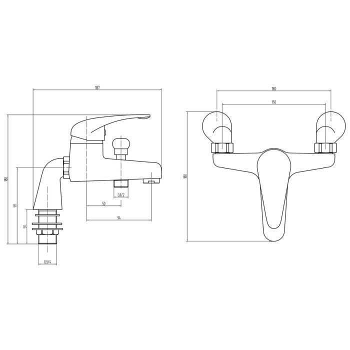 Dezine Contract Single Lever Bath Shower Mixer