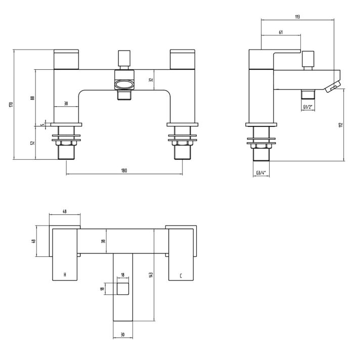 Dezine Volga Bath Shower Mixer