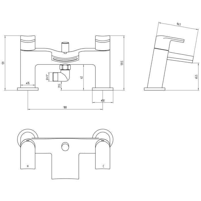 Dezine Yukon Bath Shower Mixer