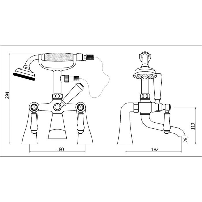 Dezine Liore Quarter Turn Bath Shower Mixer