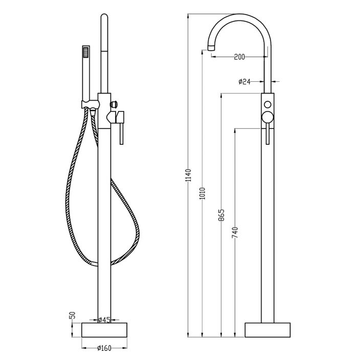 Dezine Niger Freestanding Bath Shower Mixer