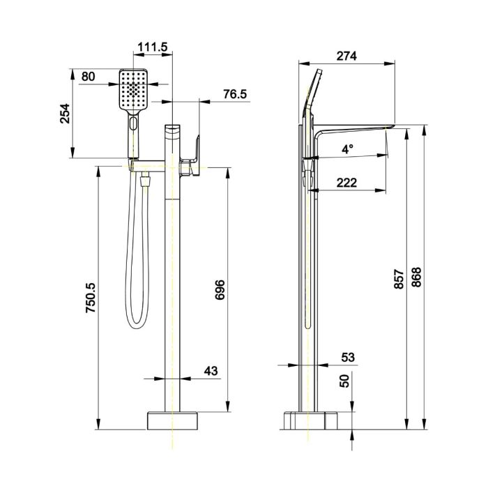 Dezine Cubo Freestanding Bath Shower Mixer