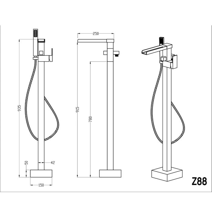 Dezine Danube Freestanding Bath Shower Mixer