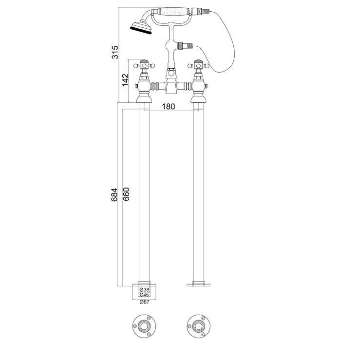 Dezine Rhone Freestanding Bath Shower Mixer