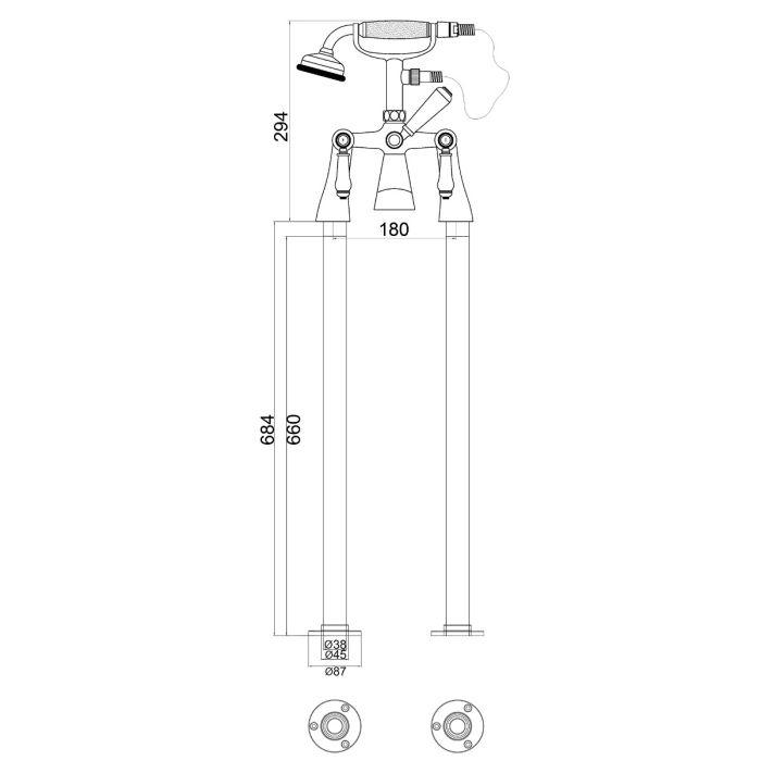 Dezine Liore Quarter Turn Freestanding Bath Shower Mixer