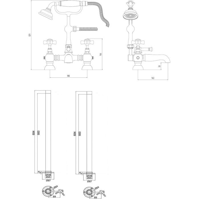 Dezine Siene Freestanding Bath Shower Mixer