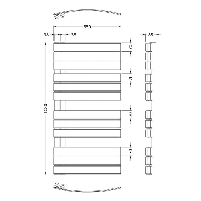 Dezine Neath 1080 x 500mm Chrome Towel Rail