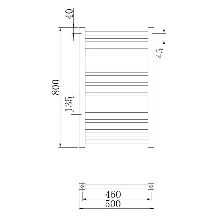 Dezine Square 800 x 500mm Chrome Ladder Towel Rail