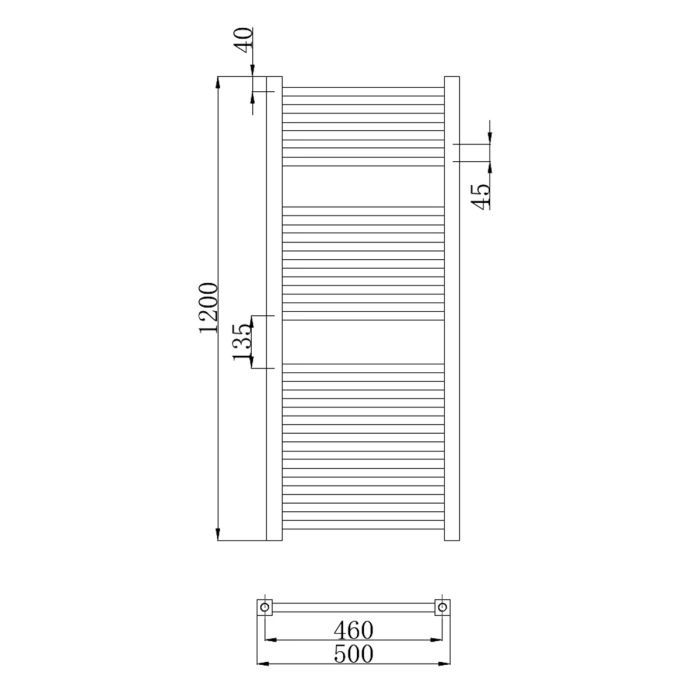 Dezine Square 1200 x 500mm Chrome Ladder Towel Rail