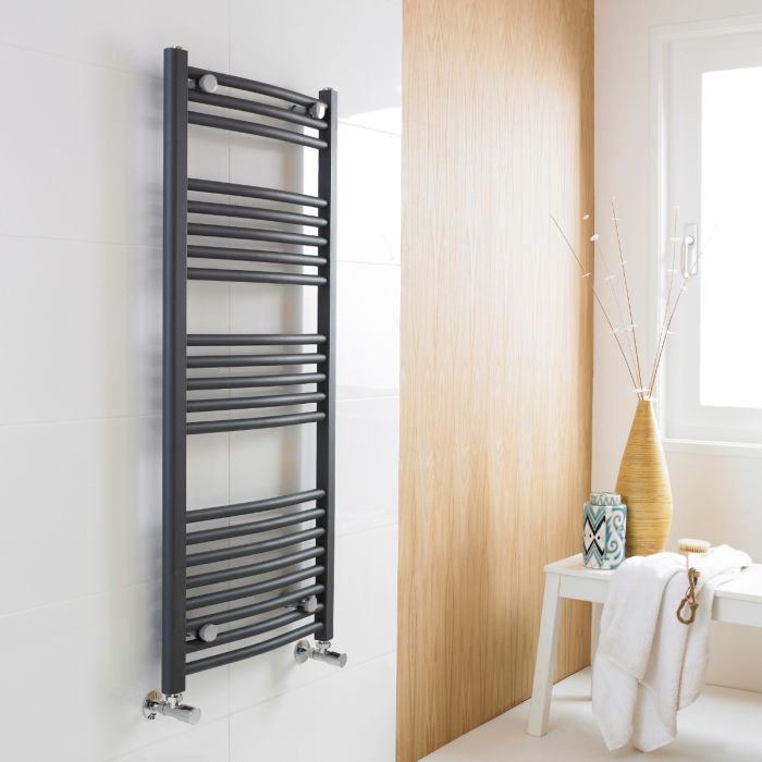 Dezine Curved 1150 x 500mm Anthracite Ladder Towel Rail