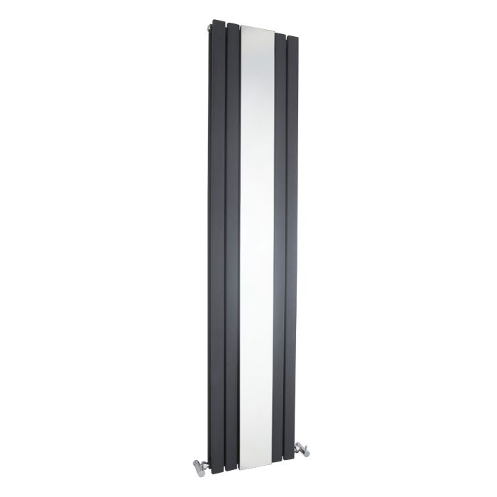 Dezine Ehen Double Panel 1800 x 354mm Anthracite Radiator with Mirror