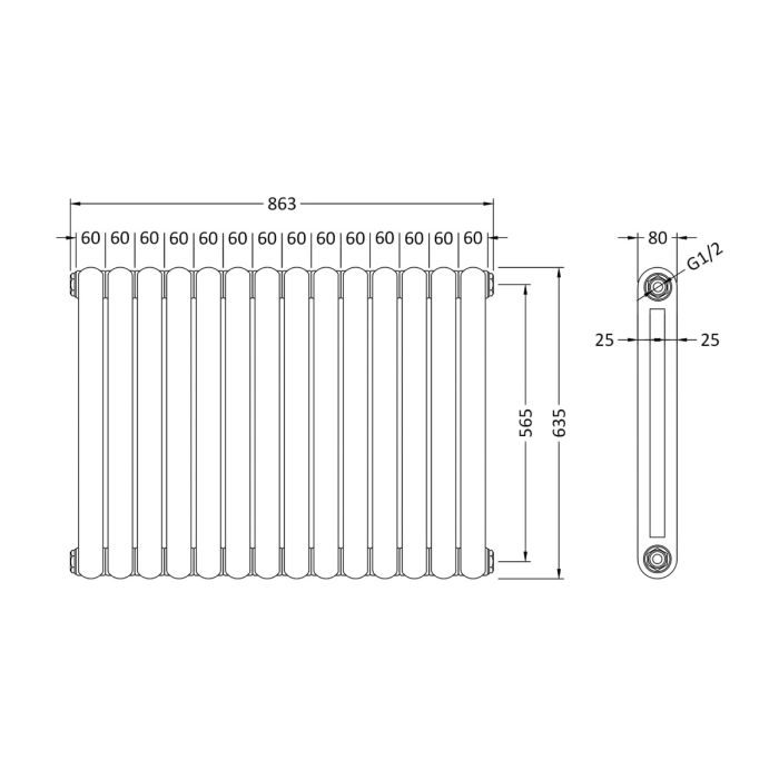 Dezine Roe 635 x 863mm Anthracite Radiator