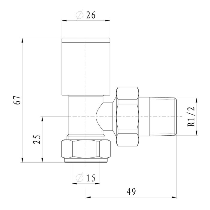 Dezine Basics Round Radiator Valves, Angled, Pair