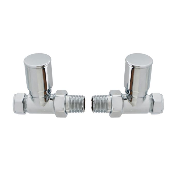 Dezine Basics Round Radiator Valves, Straight, Pair