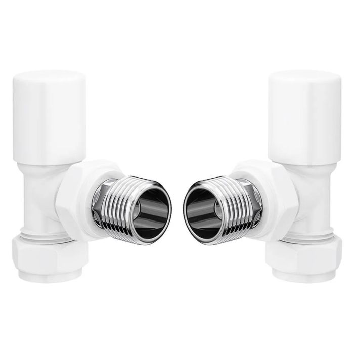 Dezine White Angled Radiator Valves - Pair