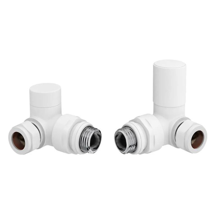 Dezine White Corner Radiator Valves - Pair