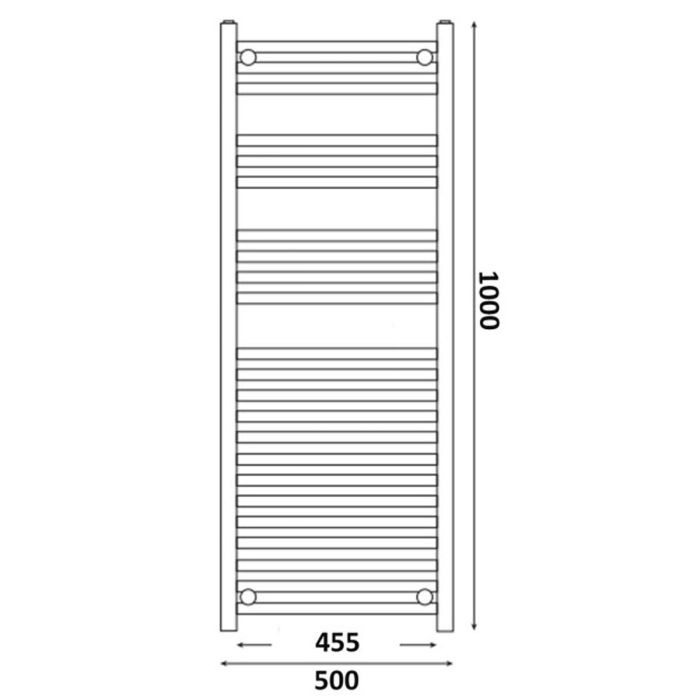 Dezine Curved 1000 x 500mm Chrome Electric Towel Rail - On/Off Control