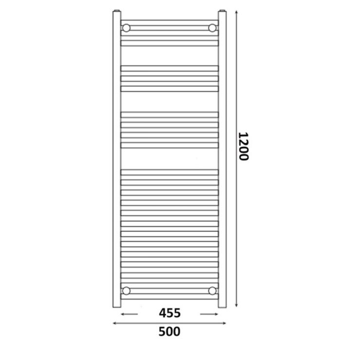 Dezine Curved 1200 x 500mm Chrome Electric Towel Rail - On/Off Control