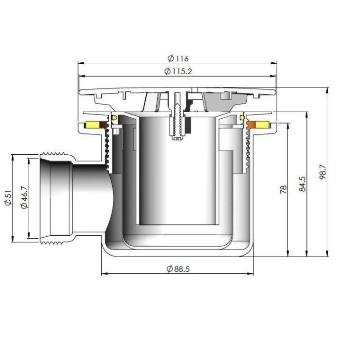 Dezine Bollin Brass 90mm Fast Dulais Shower Waste