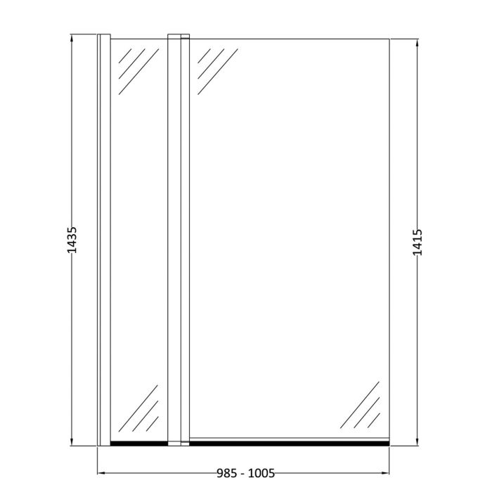 Dezine 6mm Straight Shower Bath Screen with Fixed Panel