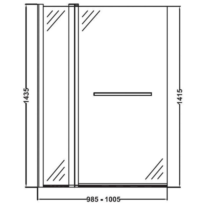 Dezine 6mm Straight Shower Bath Screen w Fixed Panel and Rail