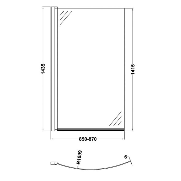 Dezine 6mm B Shaped Shower Bath Screen