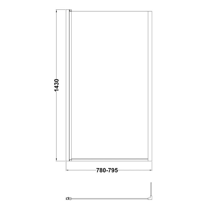 Dezine 6mm L Shaped Shower Bath Screen, Hinged