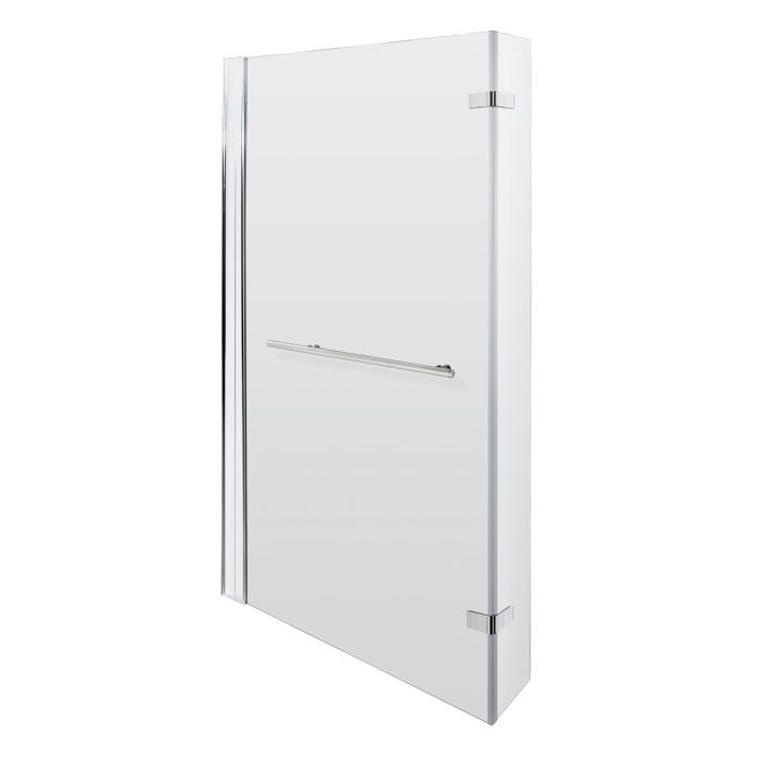 Dezine 6mm L Shaped Shower Bath Screen, Fixed at Wall with Hinged Return