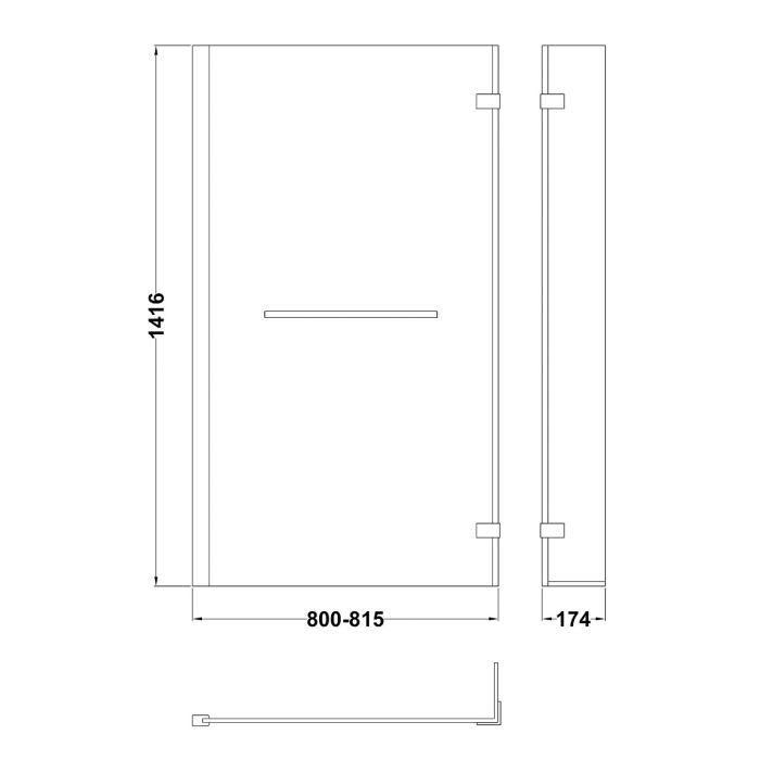 Dezine 6mm L Shaped Shower Bath Screen, Fixed at Wall with Hinged Return