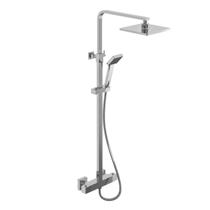 Dezine Cubo Exposed Square Shower Kit, Chrome