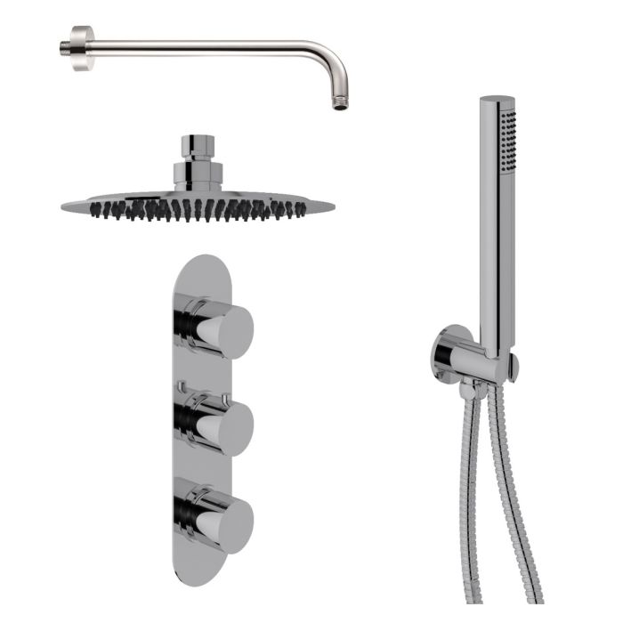 Dezine Pennar 5 Concealed Shower Kit with Handset and Stort Mounted Rain Head, Chrome