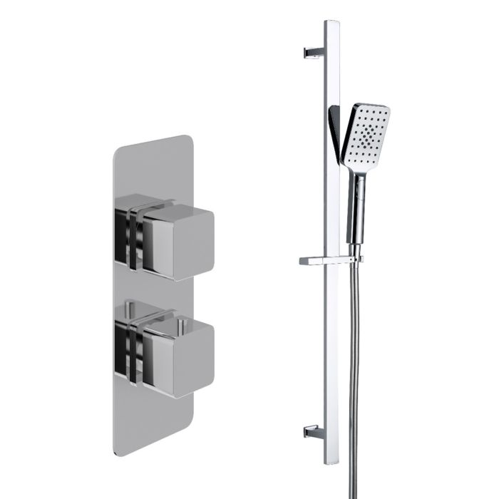 Dezine Cubo Concealed Shower Kit with Slide Rail Kit, Chrome