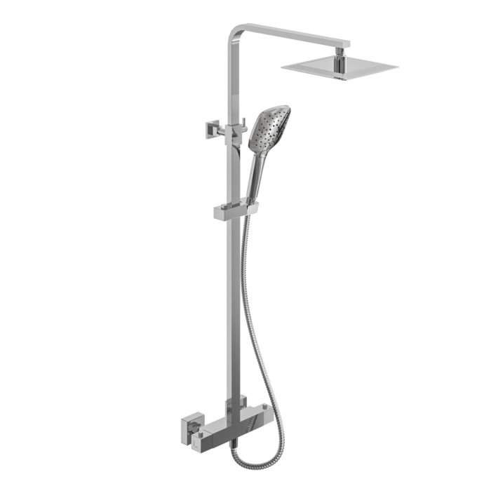 Dezine Cubo Pro Exposed Square Shower Kit, Chrome