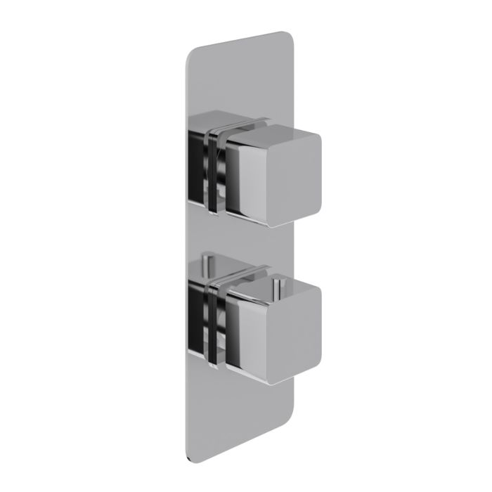 Dezine Cubo Chrome Square Concealed Twin Shower Valve, 1 Outlet