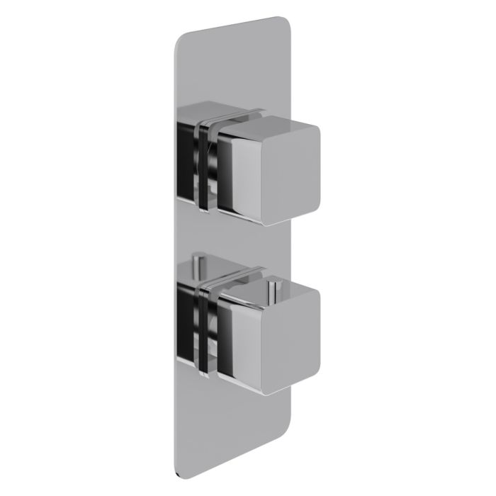 Dezine Cubo Chrome Square Concealed Twin Shower Valve with Diverter, 2 Outlet