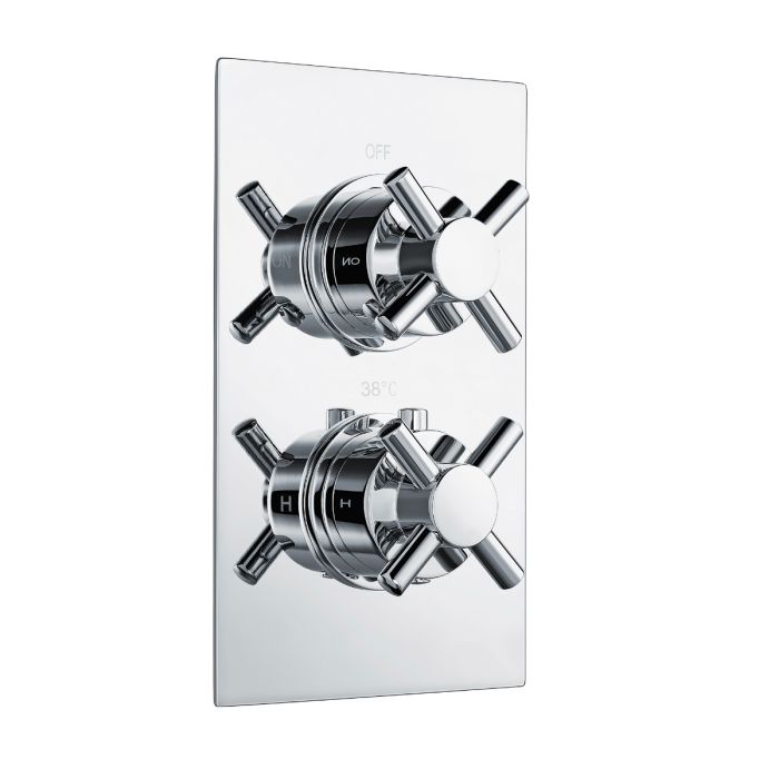 Dezine Parrett Chrome Concealed Twin Shower Valve, 1 Outlet