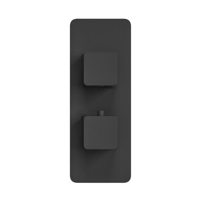 Dezine Cubo Matt Black Square Concealed Twin Shower Valve with Diverter, 2 Outlet