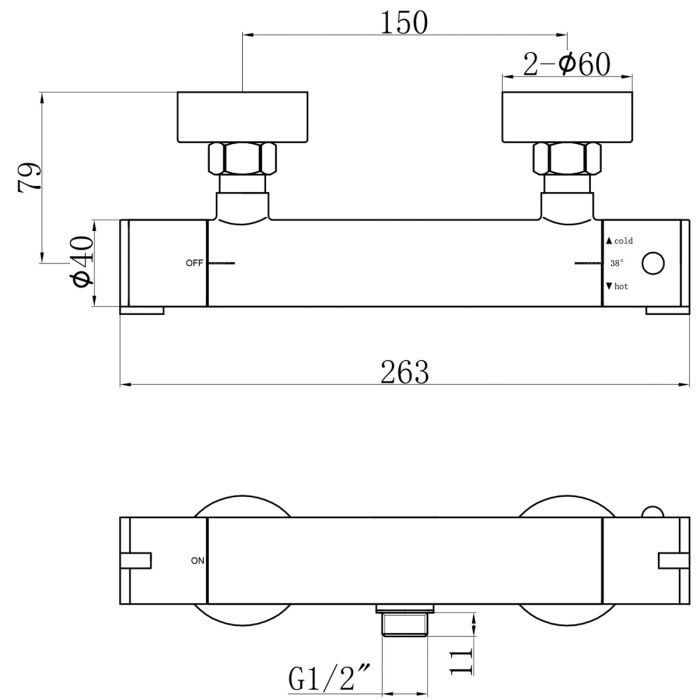 Dezine Shwar Round Chrome Bar Valve, Bottom Outlet