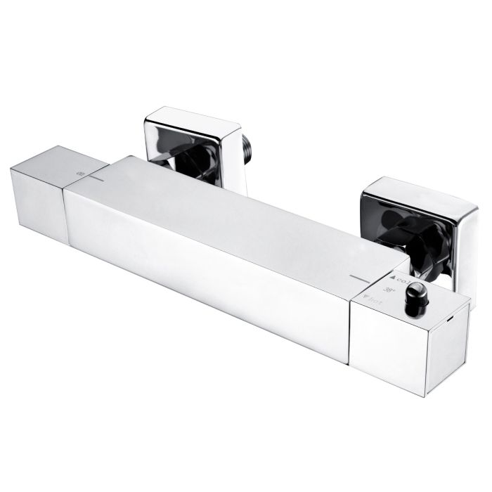 Dezine Shwar Pro Square Chrome Bar Valve, Bottom Outlet