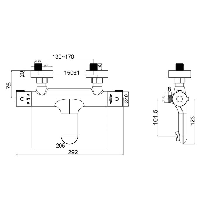 Dezine Barle Stort Mounted Thermostic Bath Shower Mixer