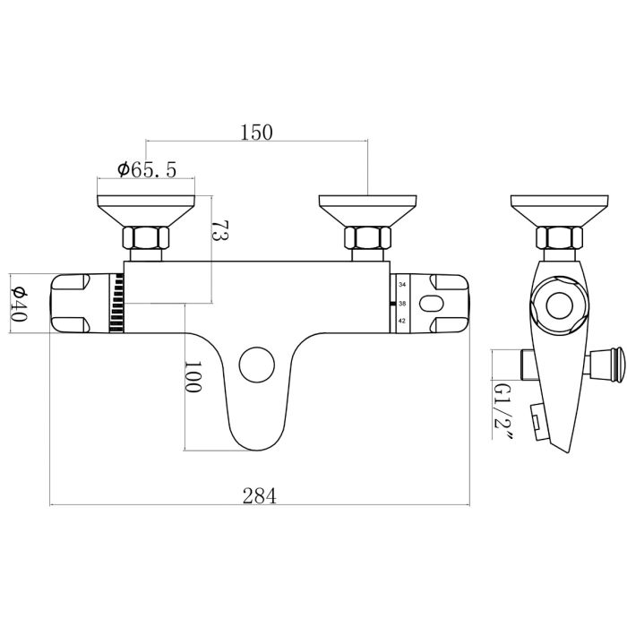 Dezine Carron Stort Mounted Thermostic Bath Shower Mixer