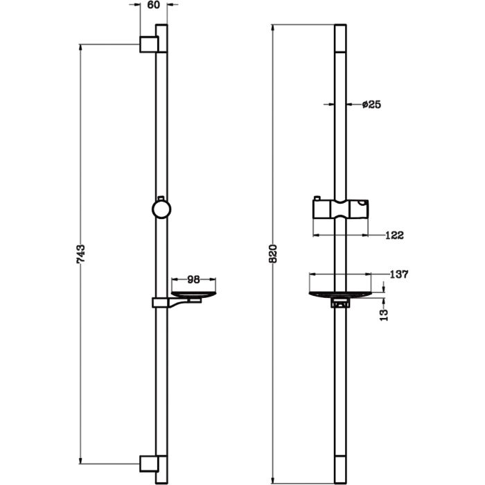 Dezine Shwar 4 Pro Round Slide Rail Kit, Chrome