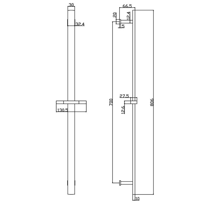 Dezine Shwar 8 Pro Round Slide Rail Kit, Chrome